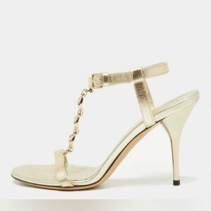 GUCCI Marina Chain Accent T Strap Heels